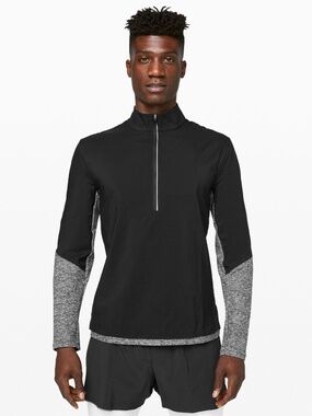 Lululemon Men's Surge Warm Shield 1/2 Zip | Heathered Grey Black | Size Medium